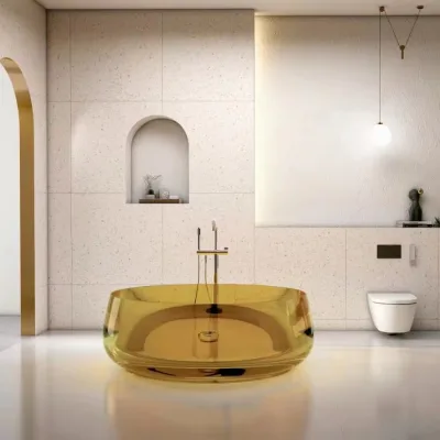 New Tubs for Bathroom Design Transparent Resin Bathtub Freestanding Translucent Bathtub Bathroom Clear Resin Bathtub