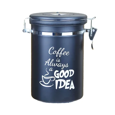 High-quality OEM ODM Airtight Stainless Steel Vacuum Coffee Canister with Co2 Valve Coffee Bean Storage Containers with Scoop