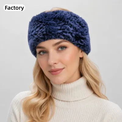 Sample Support Warm Rex Rabbit Fur Headbands Super Soft and Versatile Design Rex Rabbit Fur Headbands for Winter