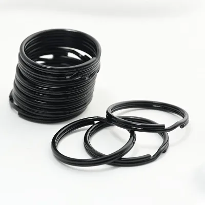 Wholesale Black Metal Split Key Rings Flat Round Keychain Loop Circle Split Ring for Key Rings Accessories