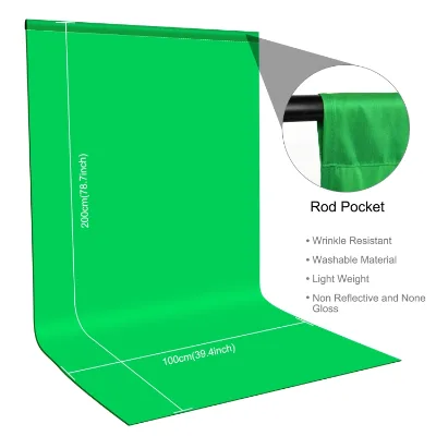 1x2m Thickened Background Cloth High Density Polyester Non-Wrinkle Fabric with Grommets for Photography Video Portrait Studio