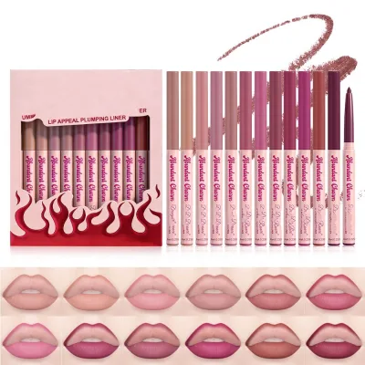 Lip Liner Pencil for Lip Contouring Makeup for Plumper Lips Lipstick Pencil Matte Lip Liner 12-color Set Box