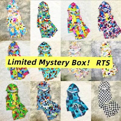 Limited Mystery Box RTS Custom Kids Hooded Outfits | Buttery Soft Cozy Fabric Cute Printed Summer 2Pcs Children Clothes Set