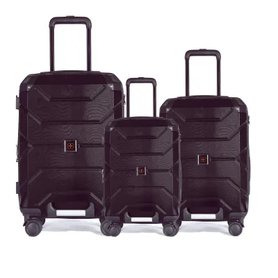 20 24 28 Inch Double-Layer Explosion-Proof Zipper Trolley Luggage Set Outdoor Suitable with Hook Bottom Handle Mainly Made PP PC