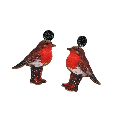 Trendy Fox Magpie Skunk Metal Pendant Brooch Pin Zinc Alloy Jewelry for Women Suit Animal Earring Ear Nail Wood Drop Earrings