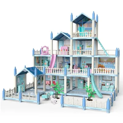Dollhouse Play House for Girl Diy Villa Toy With Lights Furniture Accessories DIY Princess House Playhouse Pretend Set