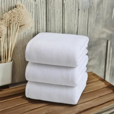 Five-Star Hotel Quality Pure Cotton Bath Towel White Thick Embroidery Printed for Home Beauty Salon Homestay Hot Spring Bath Use