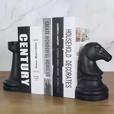 International Chess Bookend, Decorative Bookshelf International Chess Bookend, Office Heavy Book Decorative Chess Bookstand