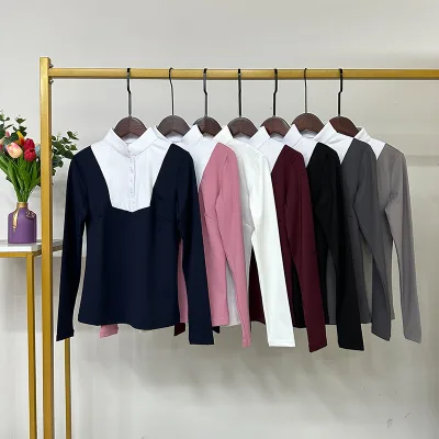 High Quality Equestrian Base Layer Long Sleeve Horse Ricing Show Shirt Soft Stretchy Equestrian Clothe Horse Riding Clothing