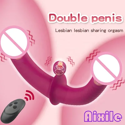 Vibrating Double Ended Dildo for Lesbian Sex Toys Anal Play Adult Toys Realistic G Spot Penis Anal Vagina Prostate Massager