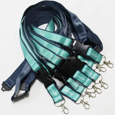 Custom Satin Woven Breakaway Sublimation Keychain Lanyards With Logo Custom Polyester Double Layer Satin Lanyard