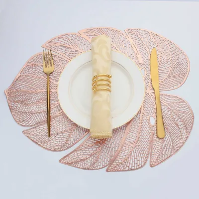 European Style Waterproof Table Mats for Dining Non-Slip Heat Resistant Kitchen Tablecloth Green Leaf Shape