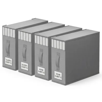 Storage Bins Sturdy Foldable Storage Containers with Window and Label Organization for Bedding Sheets,Duvet Covers,Blankets