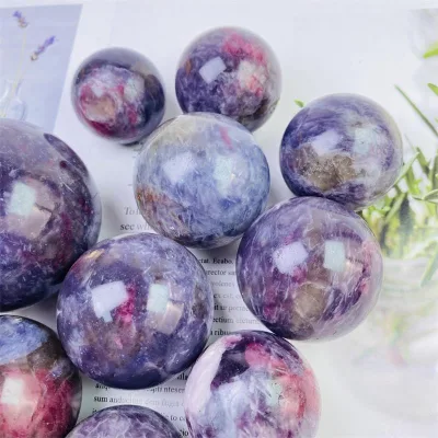 Wholesale Natural Lepidolite pink Tourmaline Crystal Sphere unicorn Quartz Crystal Ball for Gifts Decoration