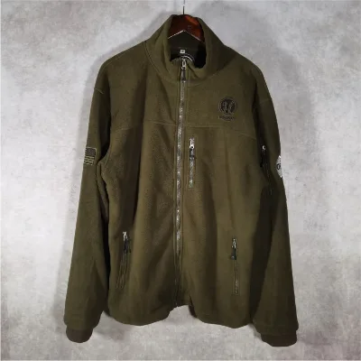 Autumn Winter Polyester Unisex Solid Plus Size Sportswear Coat Warm Long Sleeve Men's Polar Fleece Jacket