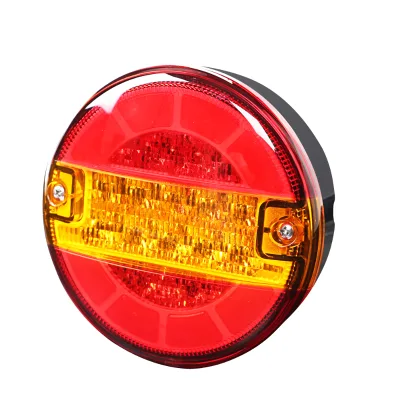 Super Bright 24-LED 5 Inch Round Trailer Tail Light Waterproof IP67 Stop/Brake/Turn Signal Lamp for Truck, RV, Boat