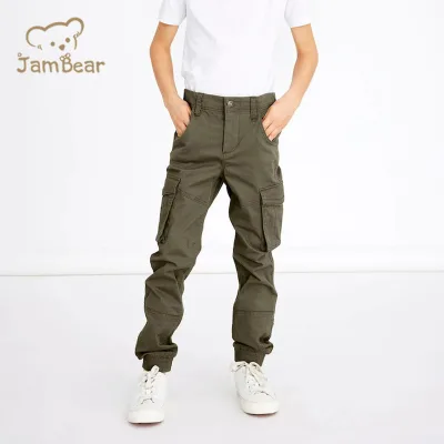 Organic Cotton Kids Cargo Pants Eco Friendly Multi Pockets Cargo Pant Sustainable Kids Boys Cargo Pants