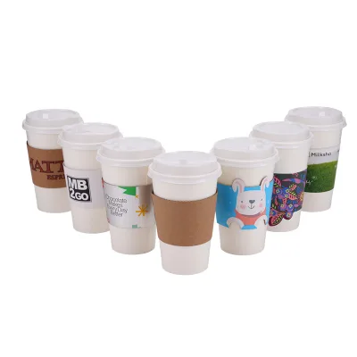 Custom Logo Corrugated Personalized Natural Brown Kraft Coffee Sleeves Custom Text or Graphic