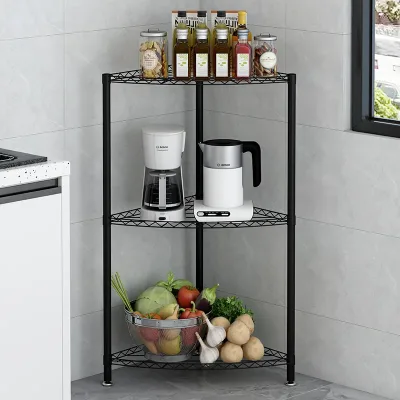 Storage Rack, Multi-functional Storage Rack 3 Tier Wire Shelf Hot Sell Black