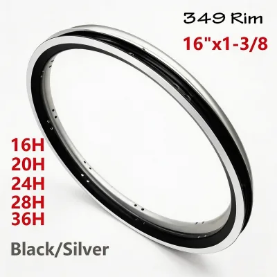 Bicycle Double Layer Rims 16 Inch 1-3/8 for Brompton Folding Bike Aluminum Alloy CNC Rims Black Silver 16-20-24-28-36 Hole