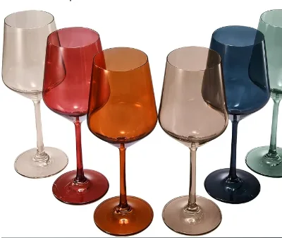 Customized Colorful logo Packaging, Colored Crystal Wine Glasses, Large Glass Cups, and Colored High Legged Cups