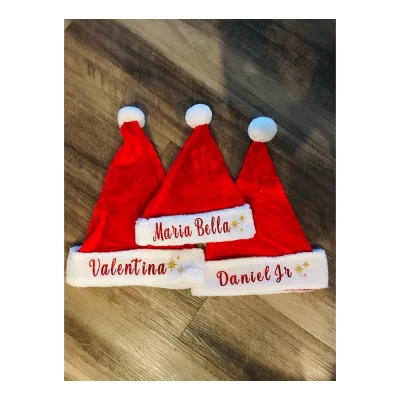 Custom Logo Christmas Santa Claus Hats Adult Size Soft Plush Promotional Family Christmas Hats Gifts