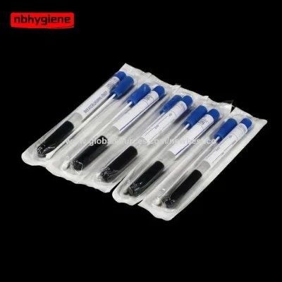 Hard tube transport swab with medium