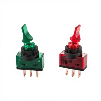 ASW-14D 12V 20A 3pin Illuminated ON/OFF SPST Toggle Switch with Red Amber Green Blue LEDs for Auto Car Motor Panel Mount