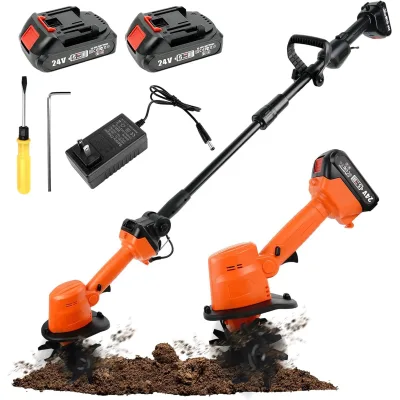 F.EASY.D 21V Cordless Electric Mini Garden Tiller Hoe 2-in-1 Soil Cultivator Weeding Machine Lightweight Portable Battery