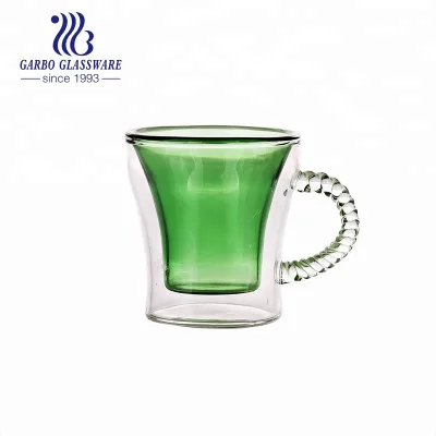 63ml Small Size Best Sell Heat Resistant Glass Double Wall Coffee Cups clear Glass Mug