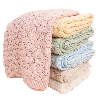 High Quality Organic 100% Cotton Knitted Breathable Absorbent All-Season Eco-Friendly Customizable Baby Blanket