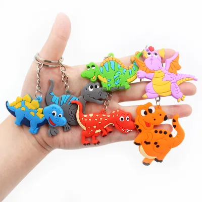 Creative Cartoon Dinosaur Keychain Party Favor Pendant Dinosaur Theme PVC Key Ring Party Decor Kids Gifts