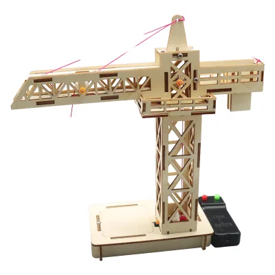 YOURMESTUDIO Remote Control Tower Crane Model Kids Science Experiment Technology Construction Wood Building Toy Engineering Ages