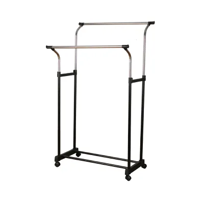 High Quality Adjustable Rolling Metal Clothes Rack Chrome-Cloth Hanger Stand for Wholesale Clothing Display and Shoes Use