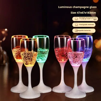 BST Wholesale Customized Logo LED champagne Glasses Luminous Glass Cup for Party Decorations