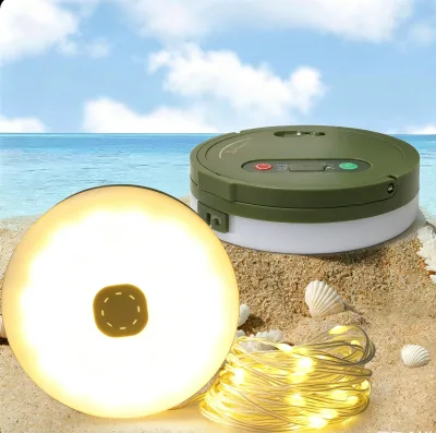 Cross-border LED Outdoor Camping Light Rechargeable Waterproof Outdoor Tent Lamp Ultra-thin Type-C Portable Camping Ambient