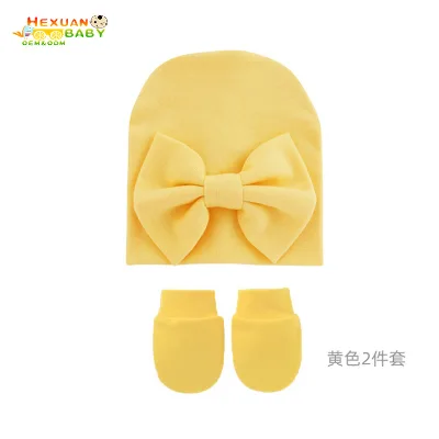 Good Hot Sale Newborn Baby Mittens for Baby Girls Set Hospital Hat Beanie Infant Hats Baby Scratch Mitten