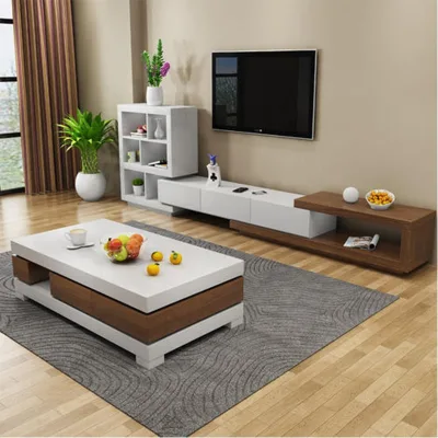 Modern Minimalist Wooden Coffee Table Nordic Tea Table Set with Storage Combination Cabinet for Living Room