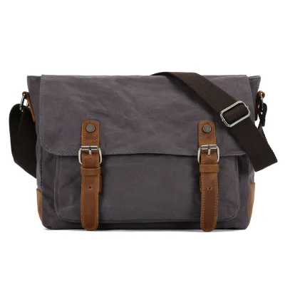 Custom Male Travel Waterproof Vintage Camping Tote Sling Satchel Shoulder Crossbody Waxed Canvas Bag Messenger Bags for Men