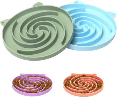 Slow Feeder Cat Bowl Easy to Clean Silicone for Dry & Wet Food Different Colors for Cats and Dogs