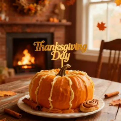 Factory-Direct Cross-Border Gold Acrylic Thanksgiving Cake Toppers Signs for Parties and Celebrations Cake Decorations
