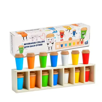 Montessori Educational Wooden Beverage Game Challenge Puzzle Board Game Two Player Battle Parent-child Game