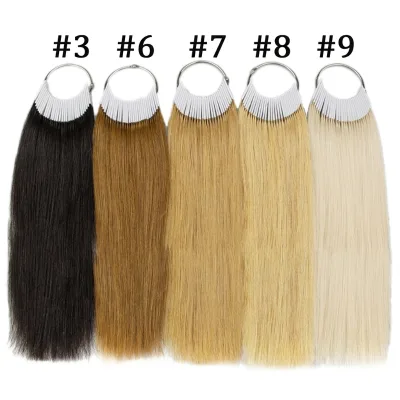 Fashion Human Hair Swatches Kit for Testing Color Salon Color Ring Hair Chart