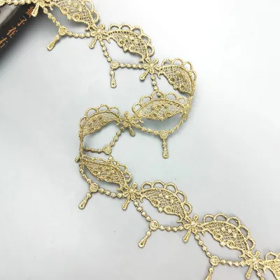 High Quality Gold Lace Trim Water Soluble Embroidery Lace Ribbon Fabric for Wedding Dress Clothes Luxury Decorative Lace JB111