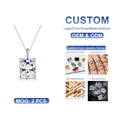 Pass Diamond Tester VVS Radiant Cut 10ct Moissanite Pendant Necklace 925 Sterling Silver Engagement Wedding Manufacturer Jewelry