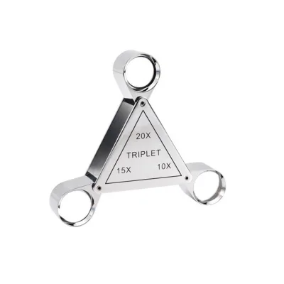 High Quality Triangle Triplet Magnifier Jewelry Magnifying Glass Wholesale Jewelry Loupes with 3 Glass Lenses