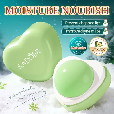 SADOER Bulk Christmas Lip Balm 5.8g Avocado Moisturizer Heart Case Fruit Scented OEM Holiday Gift Box Wholesale