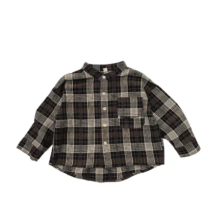 Children Clothing Spring Autumn Kids Long Sleeve Warm Flannel Shirts 100% Cotton Baby Boys Plaid Shirts