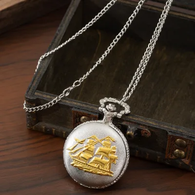 Smooth Sailing Roman Digital Pocket Watch Retro Sailing Men's and Women's Necklace Pocket Watch Flip Pocket Watch