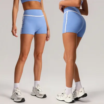 Women's Contrast Color Fitness Shorts Women's Clothing Quick Drying Sportswear Nude Yoga Wear High Waist Sports Shorts for Women